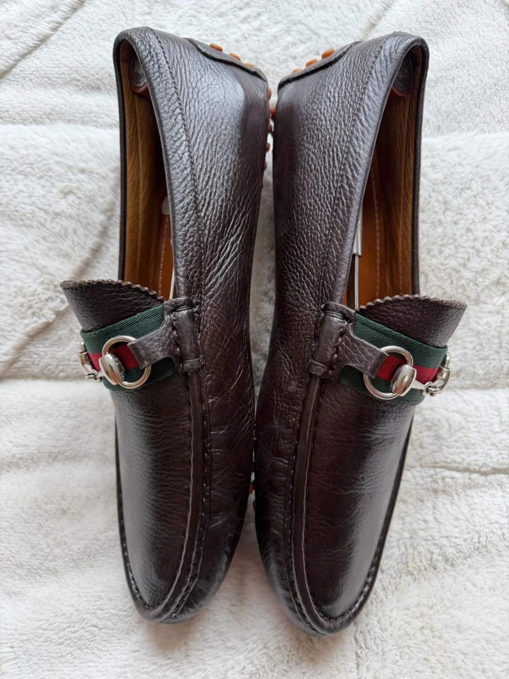 $1,000 Gucci Horse-bit Red Green Web Brown Leather Moc Toe Driving Loafers 9 10